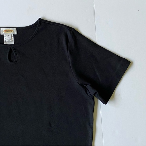 Talbots Shirt Womens Size Large Short Sleeve Keyhole Front 100% Cotton Blouse - Picture 2 of 11